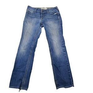 Ariat Real Denim Jeans Womens 31R (30x31) Blue Cowgirl Flaw Distressed